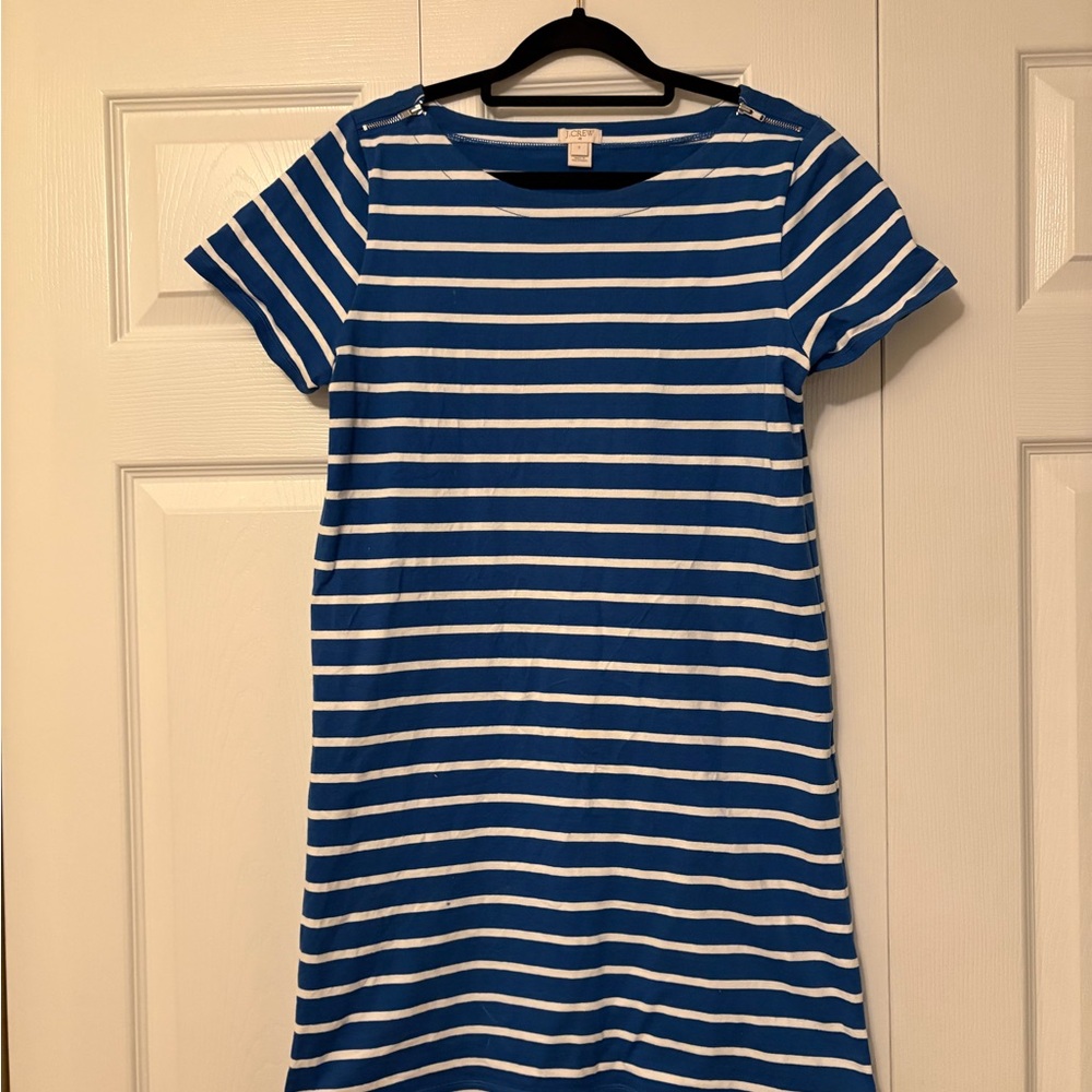 J.Crew Blue and White Striped Shift Dress